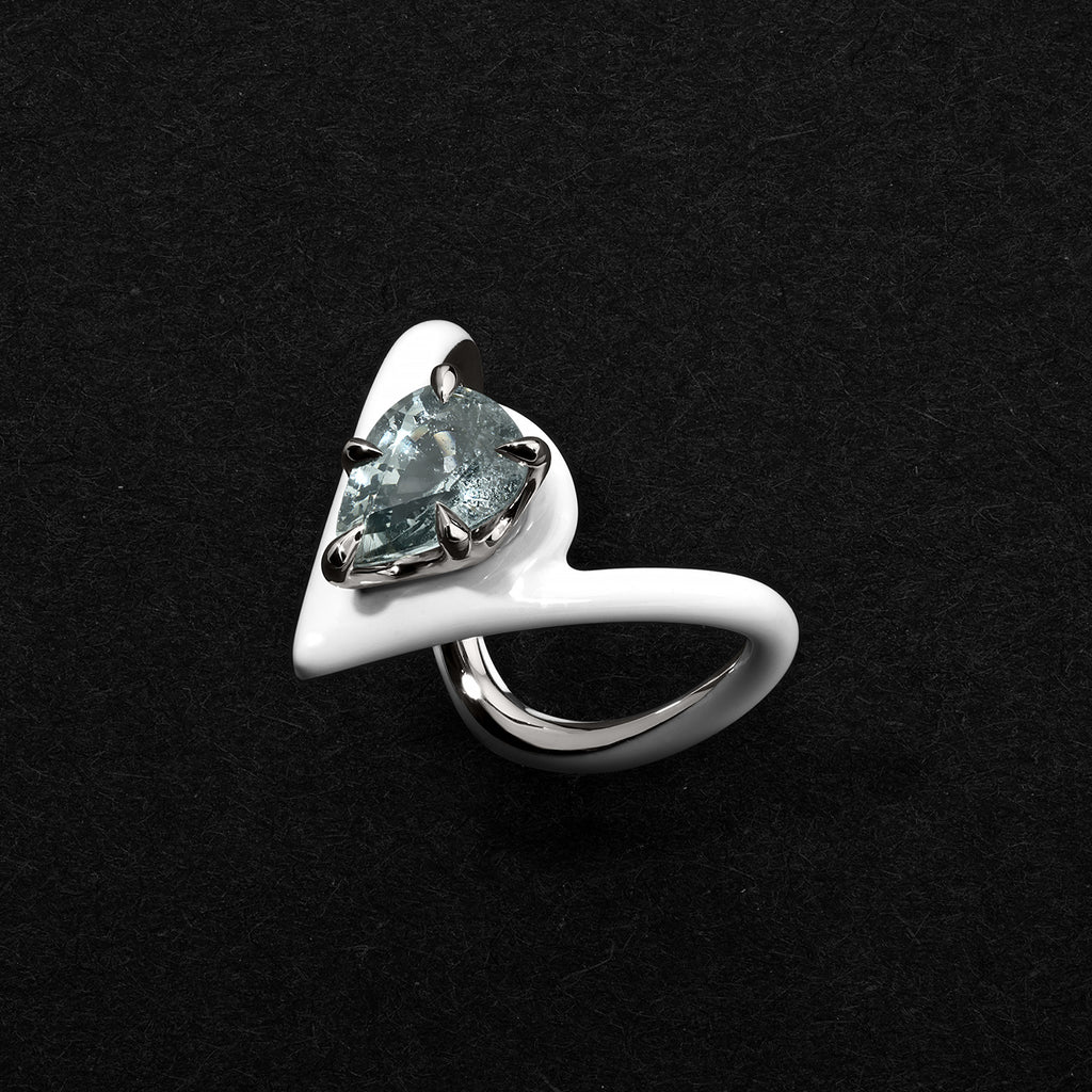 Grey Spinel & Enamel Laith Pinky Ring